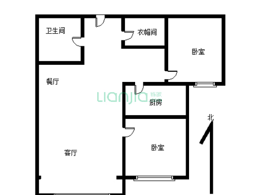 幸福城集中供暖电梯房，精装大两居，房本满二。-户型图