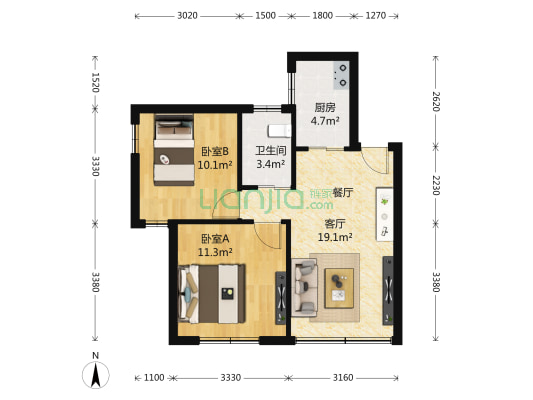 密云花苑 2室1厅1卫 64平方