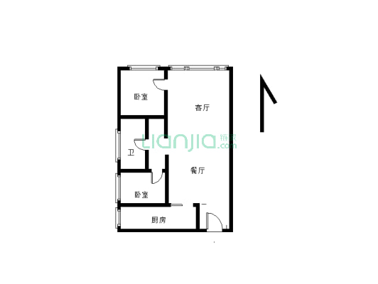 华侨城大二室精装修，卫生间都可以望江客厅正望三江口-户型图