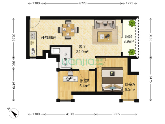 星桂园 2室1厅1卫 59平方