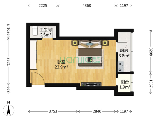 世纪星家园 1室0厅1卫 47平方
