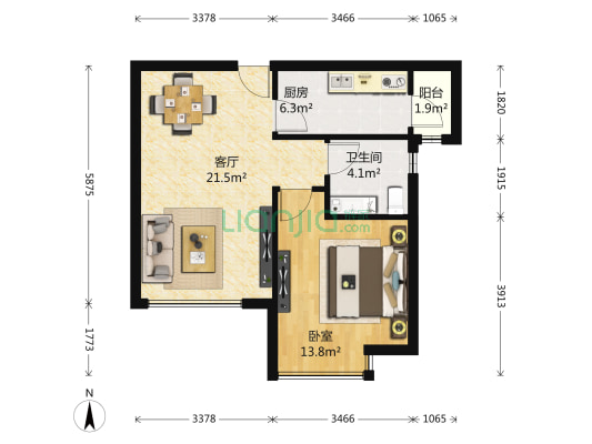 家和园 1室1厅1卫 67平方