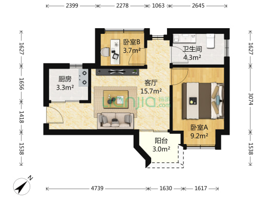 地铁口物业 精装南向两房 未用 中间楼层 刚需低总价