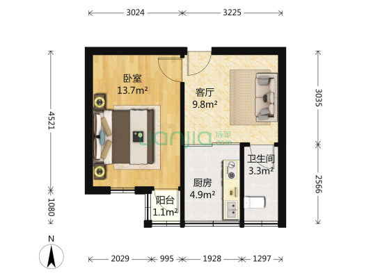 樱铁村小区 1室1厅1卫 38平方