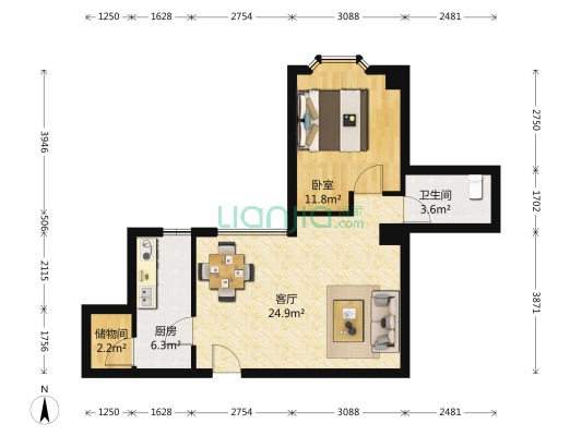 府河竹苑 1室1厅1卫 67平方
