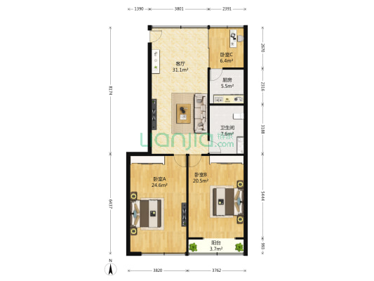 孝陵卫 3室1厅1卫 162平方
