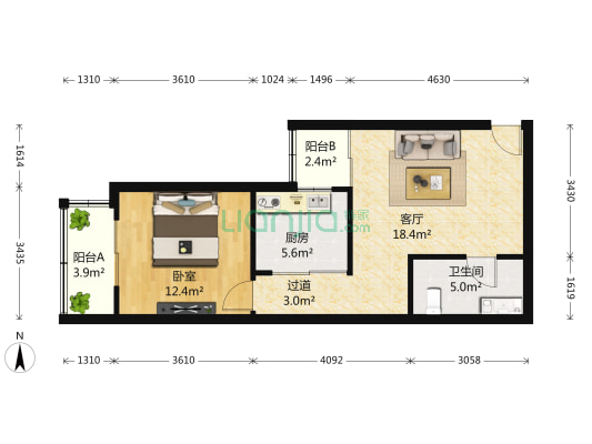 杨庄北区 1室1厅1卫 69平方