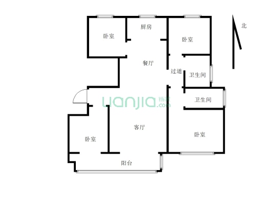 此房是建业世悦府四室两厅两卫两梯两户的房子-户型图