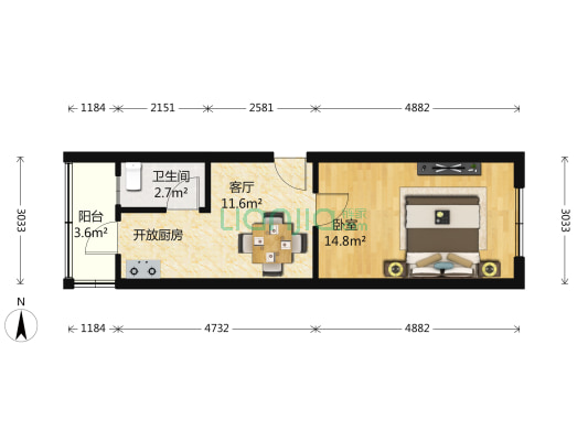 前园村 1室1厅1卫 43平方