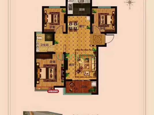 天伦湾小区，采光好，购物方便，环境优美三居室。-户型图