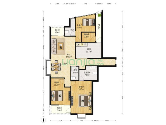 碧瑶行政公寓 3室2厅3卫 178平方