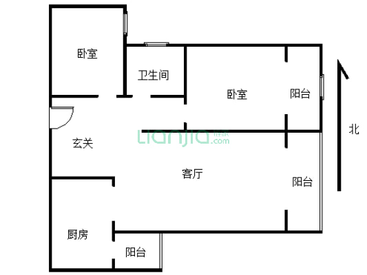 东江国际 2室2厅 东南-户型图