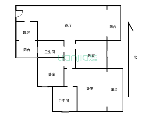 红星美凯龙旁 香山国际 精装套三 中间楼层-户型图