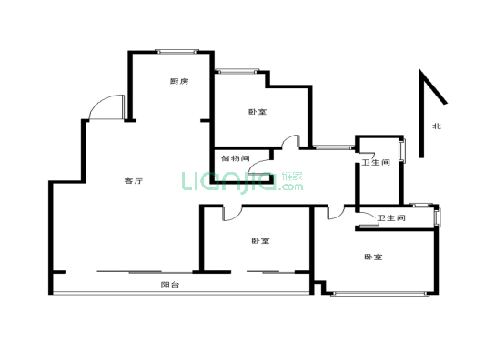 建业十八城二期160平方三室两厅两卫适合居住-户型图