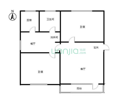 东安小区 2室2厅 南 北-户型图