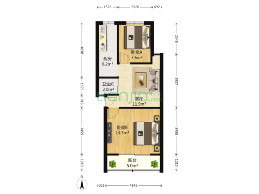 四方新村五村 2室1厅1卫 67平方