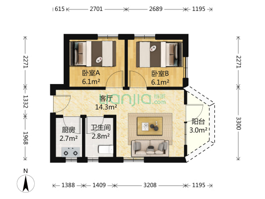 三号线翠竹站 高楼层 户型方正 业主诚心卖