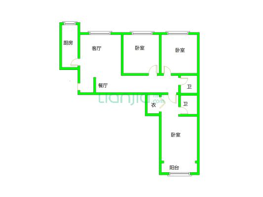 新星小区二期 3室2厅 南 北-户型图