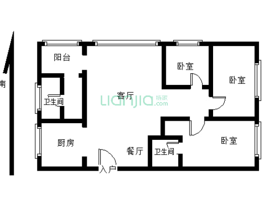 湘州阳光小高层电梯三房全屋落地窗品牌装修59.8万出售-户型图