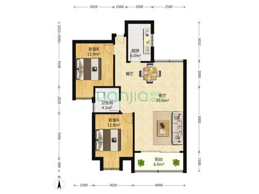 虹桥宝龙城二期 2室2厅1卫 0平方