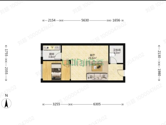 此房房本满二，好楼层，西朝向，无遮挡，采光好-户型图