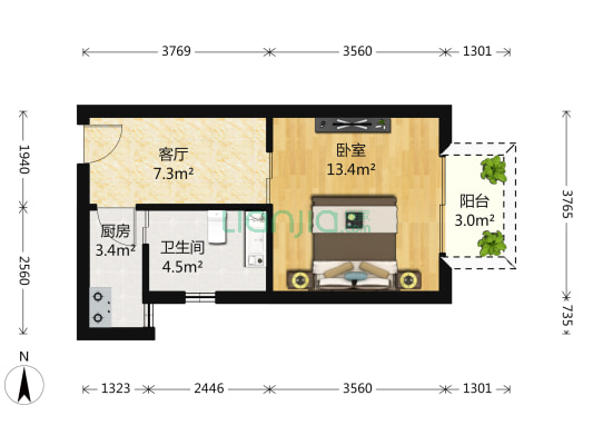 益田合正家园 满5唯一 方正一房 东向