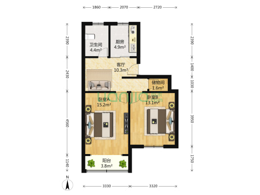 南方新村 2室1厅1卫 70平方