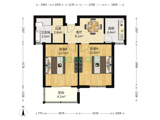 祈泽佳苑 2室1厅1卫 68平方