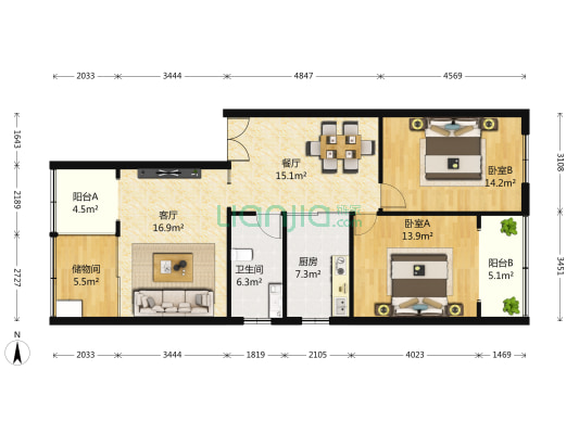 横小南街2号 2室2厅1卫 99平方