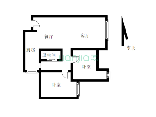上江北 凤凰别院 电梯精装两房 户型方正-户型图