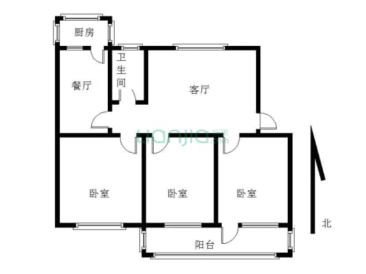 胡村信用社家属院   3室一厅-户型图