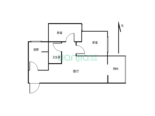 千田新开元 有证89平两室两厅一卫 毛坯现房-户型图