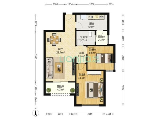 央企开发、南北双阳台采光好，地铁，绿化高一级物业