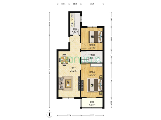 丰益花园西区 2室1厅1卫 89平方