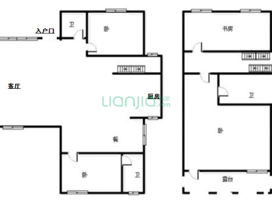独栋别墅北入户南花园一层二个卧室二楼二个卧室满五年-户型图