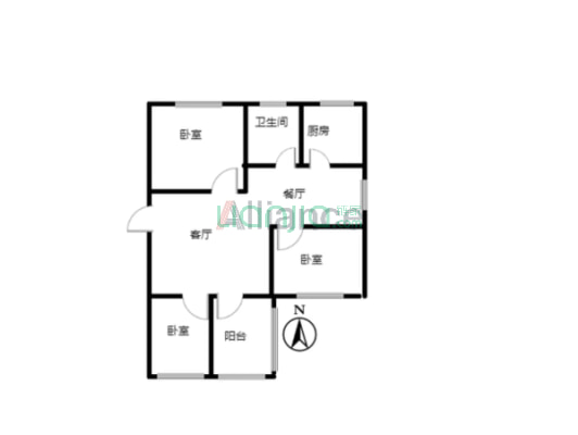 新安小区 3室2厅 南 北-户型图