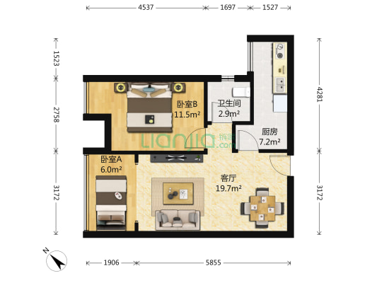 枫山秀景 2室1厅1卫 62平方