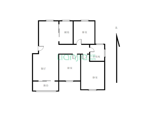 福地花园 6加7楼可单独门上阁楼 精装修3室 有附房-户型图