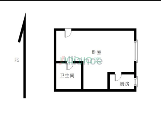 钻石广场公寓精装一居配套齐全集中供暖-户型图