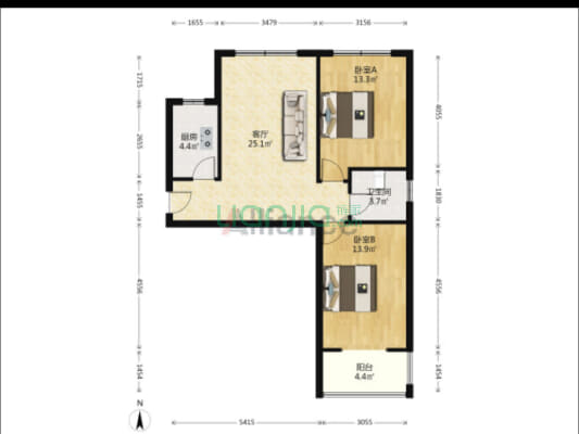 水岸花城，好房源，环境好，交通便利。-户型图