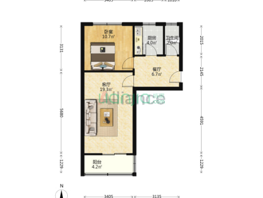 火车站 正规小两居 拎包入住  满五看房提前约-户型图