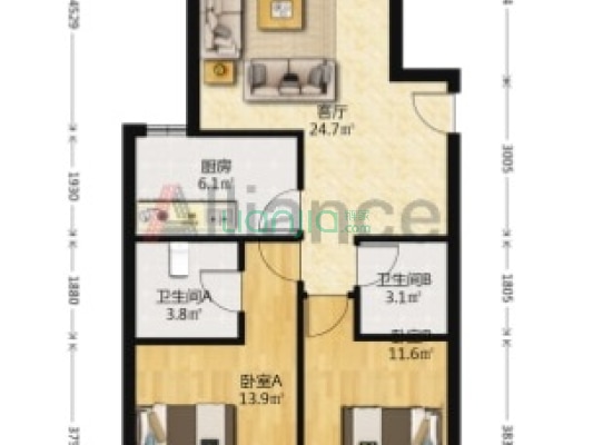 房子满二，无尾款，业主随时交易，毛坯装修随心-户型图