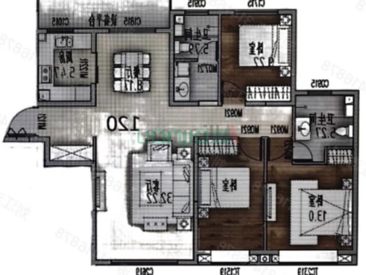 中船涿州府 3室2厅 南 北-户型图