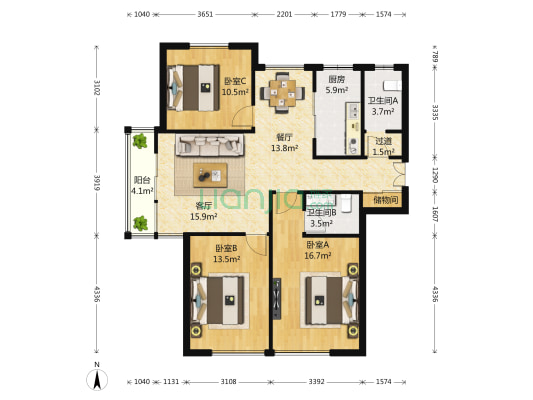 康城精装未住可直接拎包入住的房子