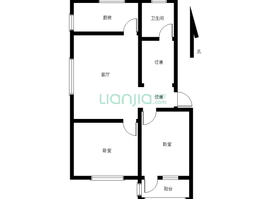南江三期1楼精装2室带地下室不临街户型方正-户型图