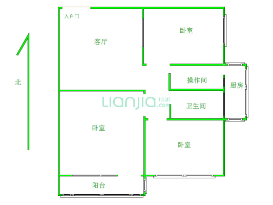 中华小区 瓷砖房两室 东风公园 大润发 钟楼 旁-户型图