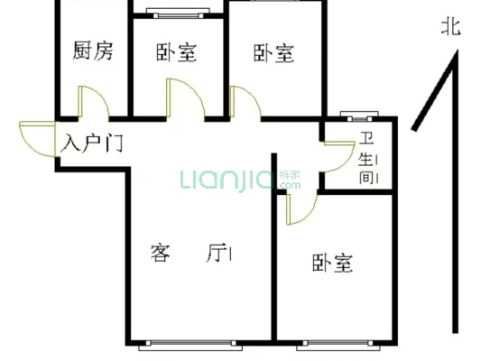 北京界三利中和城南北通透三居室，户型好，门口838站-户型图