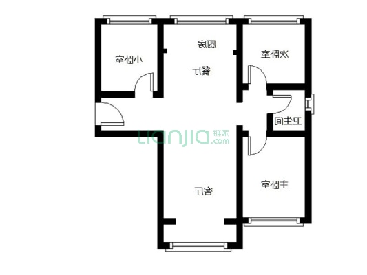 金域中央 3室2厅 南 北-户型图