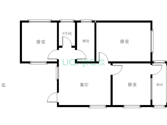 建东小区 3室1厅1厨1卫 交通便利  适合居住-户型图