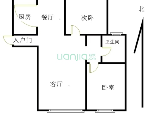 北京界三利中和城南向大两居精装修，位置好小区环境好-户型图